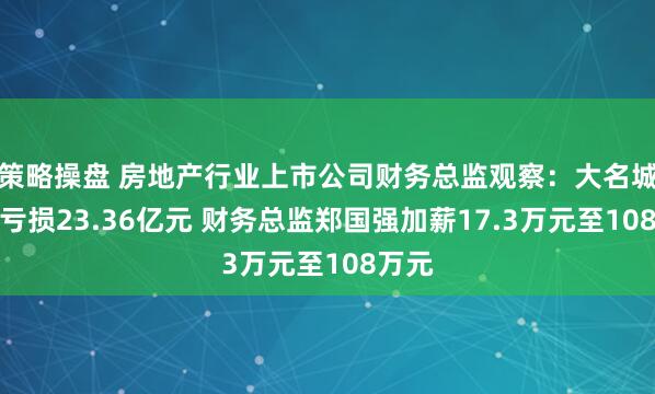 策略操盘 房地产行业上市公司财务总监观察：大名城去年亏损23.36亿元 财务总监郑国强加薪17.3万元至108万元
